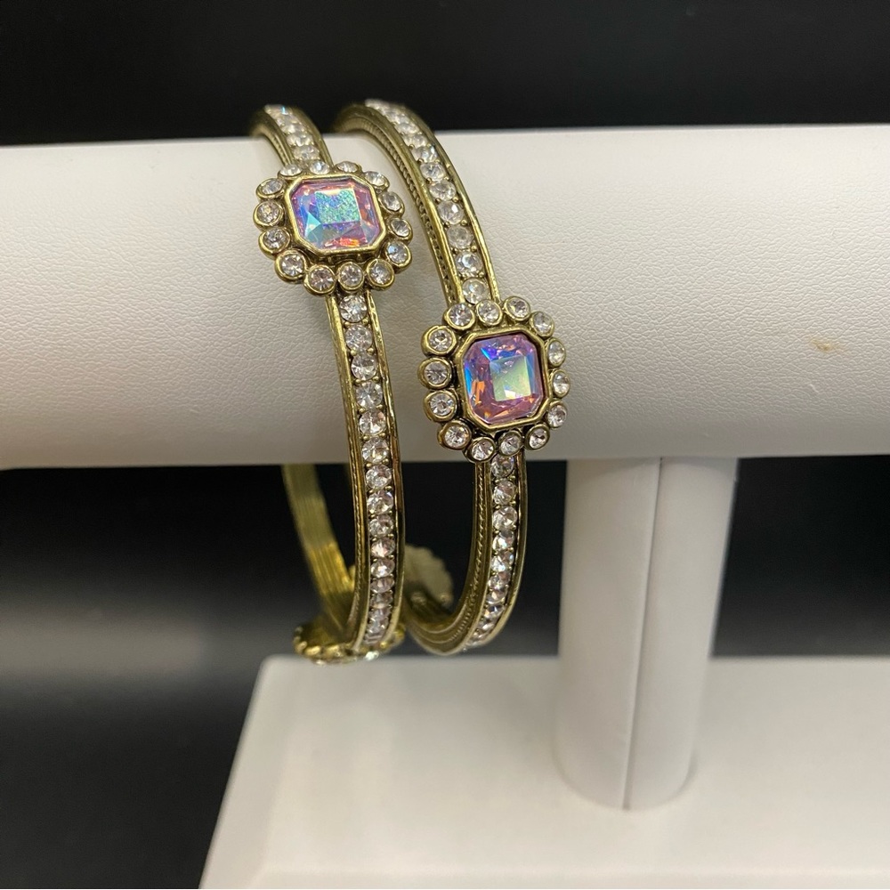 Heidi Daus “Fancy” Crystal Bangle Bracelets 2-piece set -SM (Violet)